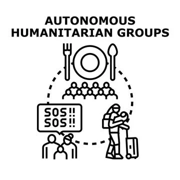 Autonomous humanitarian groups assisting people in need Stock Illustration