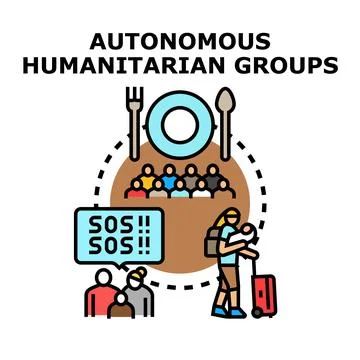 Autonomous humanitarian groups assisting people in need Stock Illustration