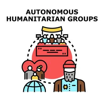 Autonomous humanitarian groups providing global community support Stock Illustration