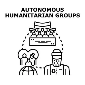 Autonomous humanitarian groups providing global community support Stock Illustration