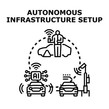 Autonomous infrastructure setup smart technology concept Stock Illustration