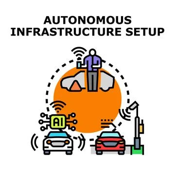 Autonomous infrastructure setup smart technology concept Stock Illustration