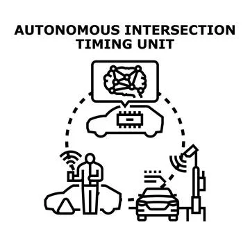 Autonomous intersection timing unit concept illustration Stock Illustration