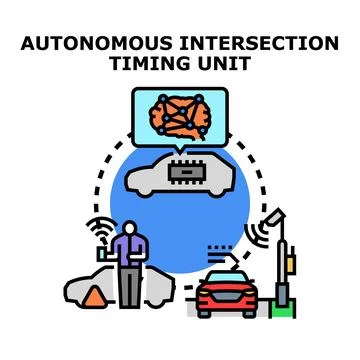 Autonomous intersection timing unit concept illustration Stock Illustration