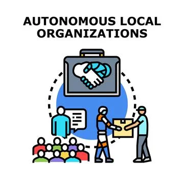 Autonomous local organizations collaborating with advanced technology concept Stock Illustration
