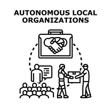 Autonomous local organizations collaborating with advanced technology concept Stock Illustration