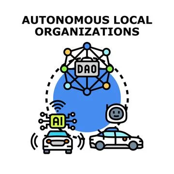 Autonomous local organizations managing smart vehicles and decentralized ne.. Stock Illustration