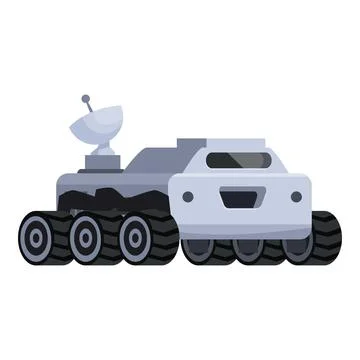 Autonomous lunar rover exploring the moon surface, transmitting data via sate Stock Illustration