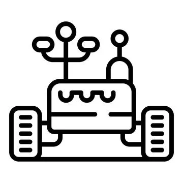 Autonomous lunar rover exploring moon surface collecting data transmitting .. Ilustração Stock