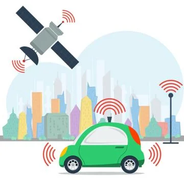 Autonomous machine with satellite control Stock Illustration