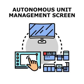 Autonomous management screen overseeing system automation process Stock Illustration