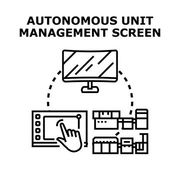 Autonomous management screen overseeing system automation process Illustrazione stock