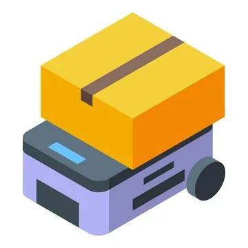 Autonomous mobile robot delivering parcel in warehouse Stock Illustration