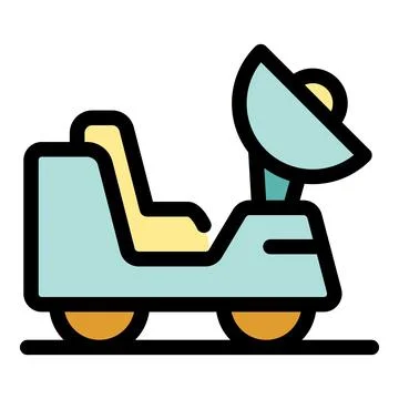 Autonomous moon rover transmitting data via satellite dish, exploring the lun Stock Illustration