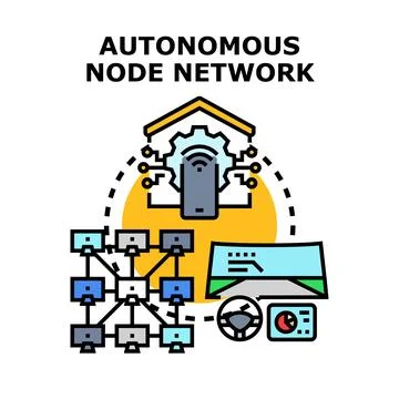 Autonomous node network controlling intelligent systems and devices Stock Illustration