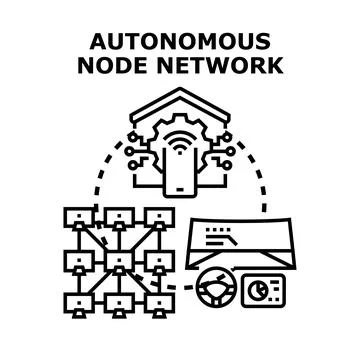 Autonomous node network controlling intelligent systems and devices Stock Illustration