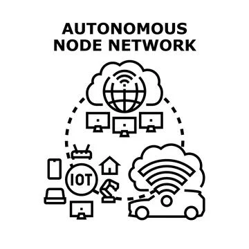 Autonomous node network controlling smart intelligent devices Stock Illustration