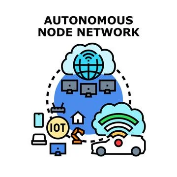 Autonomous node network controlling smart intelligent devices Stock Illustration