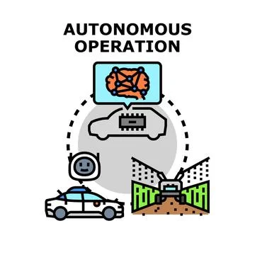 Autonomous operation concept connecting vehicles and agricultural machinery Stock Illustration