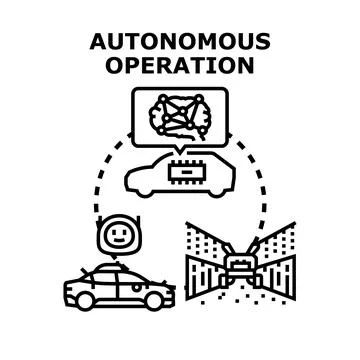 Autonomous operation concept connecting vehicles and agricultural machinery Stock Illustration