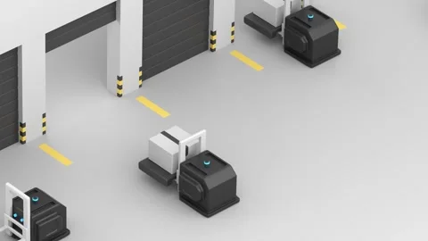 Autonomous pallet jacks moving one after another Vidéo 333136255