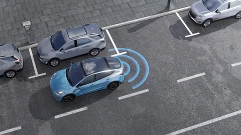 Autonomous parking system car Stock Footage 256392601