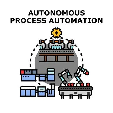 Autonomous process automation manufacturing robot operations concept Illustrazione stock