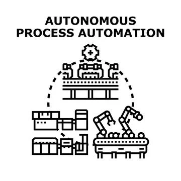 Autonomous process automation manufacturing robot operations concept Stockillustratie