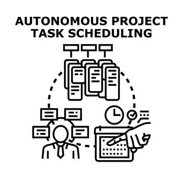 Autonomous project task scheduling automation process 스톡 일러스트