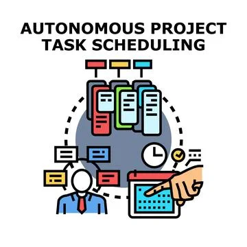 Autonomous project task scheduling automation process Stock Illustration