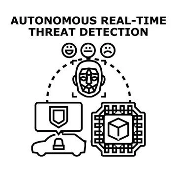 Autonomous real time threat detection system monitoring security Stock Illustration