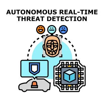 Autonomous real time threat detection system monitoring security Stock Illustration