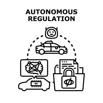 Autonomous regulation controlling self driving vehicles and data privacy 스톡 일러스트