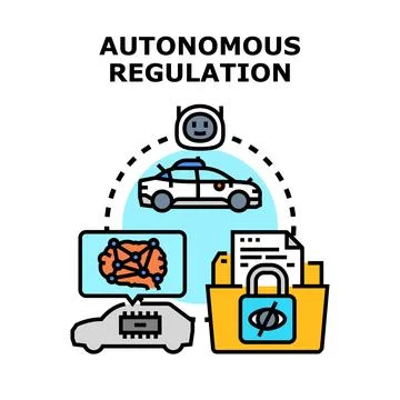 Autonomous regulation controlling self driving vehicles and data privacy Stock Illustration