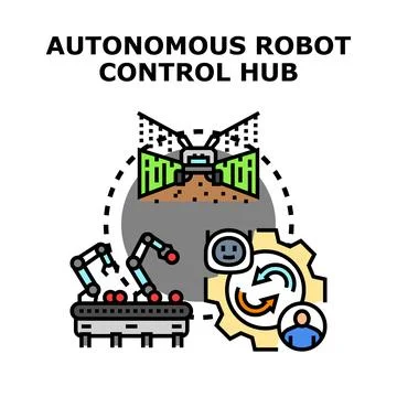 Autonomous robot control hub operating smart agriculture and manufacturing Stock Illustration