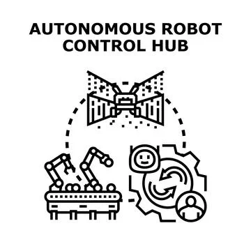 Autonomous robot control hub operating smart agriculture and manufacturing Stock Illustration