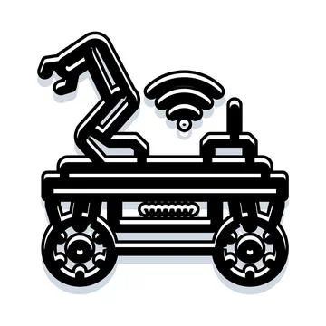 Autonomous robot delivering package with wireless connectivity Stock Illustration