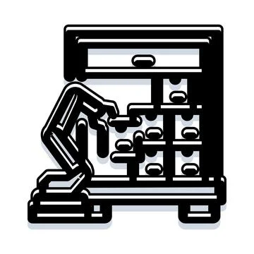 Autonomous robot delivering packages from smart locker Illustration
