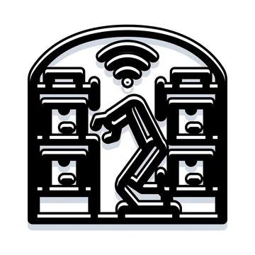 Autonomous robot delivering packages in smart locker system Stock Illustration