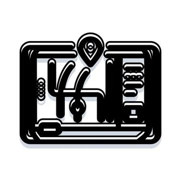 Autonomous robot delivery system navigating a map Illustration