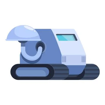 Autonomous robot exploring new planet surface with arm extended gathering data Stock Illustration