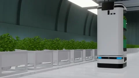 An autonomous robot that help transport and take care of in vegetable plant.. 動画素材 229761175