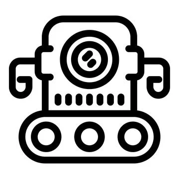 Autonomous robot moving on tracks with artificial intelligence Illustrazione stock