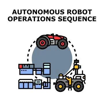 Autonomous robot operations sequence for smart industry logistics Stock Illustration