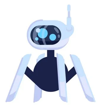 Autonomous robot with sensors and camera semi flat RGB color vector illustration Illustrazione stock