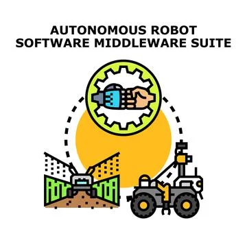 Autonomous robot software middleware suite controlling smart farm machines イラスト素材