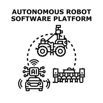 Autonomous robot software platform managing intelligent systems Stock Illustration