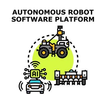 Autonomous robot software platform managing intelligent systems Stock Illustration