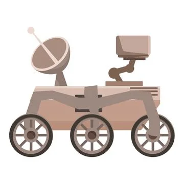 Autonomous robotic vehicle exploring mars, equipped with antenna, camera, and Stock Illustration