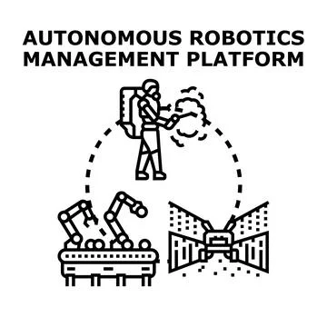 Autonomous robotics management platform concept illustration Stock Illustration